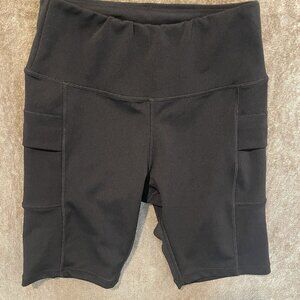 Ebb & Flow Womens Biker Stretch Shorts Black Color Size Small Pockets Gym